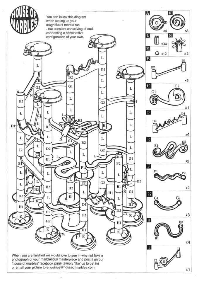 70 Piece Marble Run Instructions House of Marbles US