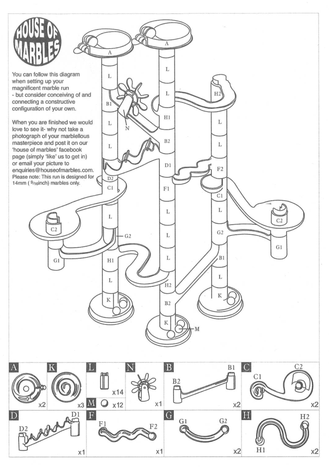 30piece Marble Run Instructions House of Marbles US